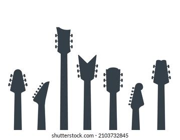 Guitar Headstock Silhouette Electric Guitars Acoustic Stock Vector