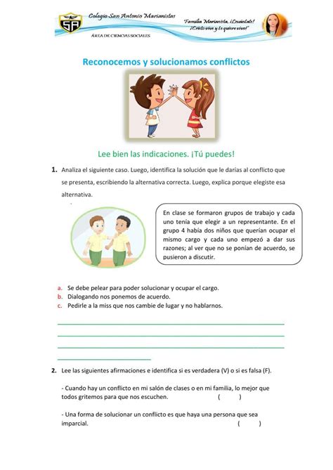 Solucionamos conflictos Ficha interactiva Conflicto Resolución de