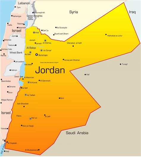 Jordan Middle East Map Map Of Jordan Middle East Western Asia Asia