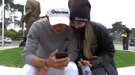 Collin Morikawa's awkward hug/high-five gaffe with girlfriend after PGA win