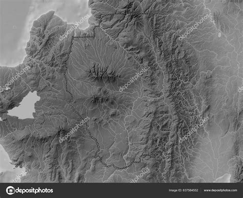 Bukidnon Province Philippines Grayscale Elevation Map Lakes Rivers