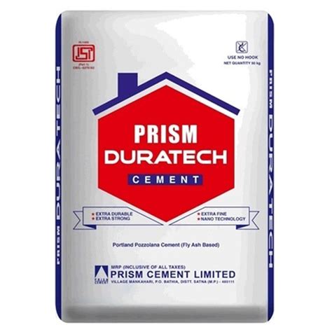 Prism Duratech Ppc Cement Packaging Type Pp Sack Bag Packing Size