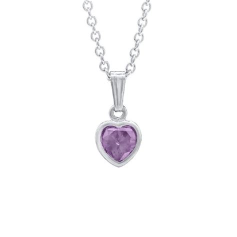 Little Girl June Birthstone Heart Pendant Necklace In Sterling Silver
