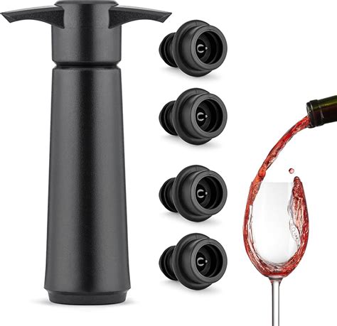 Wine Bottle Stoppers 4 Pack Wine Corks With Vacuum Pump Champagne Wine