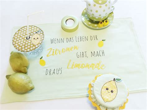 Stickzeit Spruch Wenn Das Leben Dir Zitronen Gibt Doodle Stickdatei