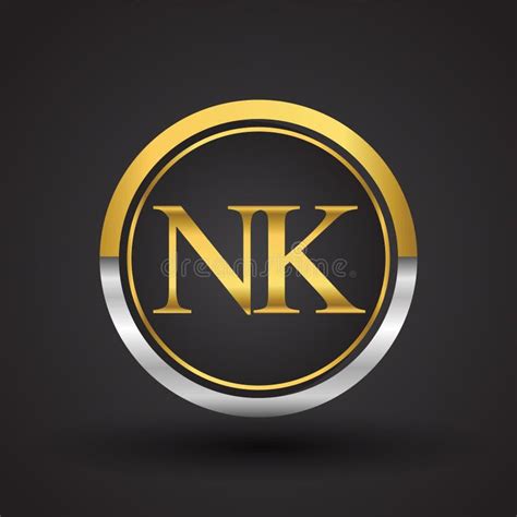 Logotipo De Letra Nk En Un Círculo De Color Oro Y Plata Elementos De