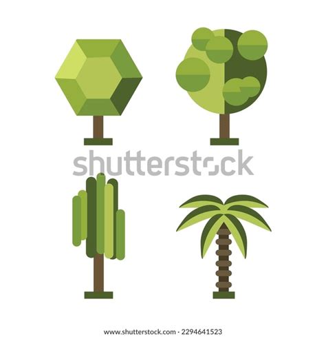 Southern Trees Set Original Trees Computer Stock Vector Royalty Free