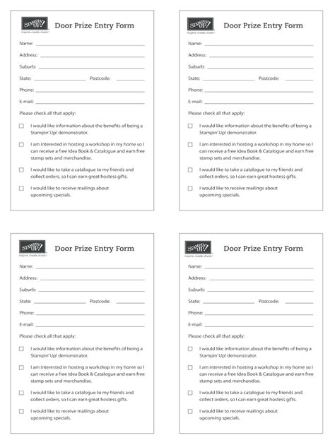 Door Prize Entry Form Fill And Sign Printable Template Online Us