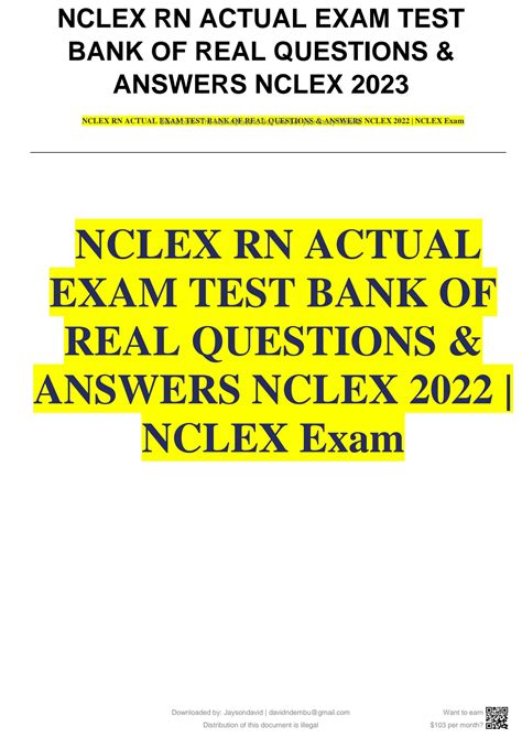 SOLUTION Nclex Rn Actual Exam Testbank Of Real Questions Answers Nclex