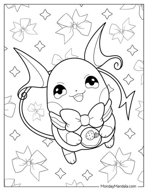 20 Raichu Coloring Pages Free Pdf Printables In 2024 Pokemon