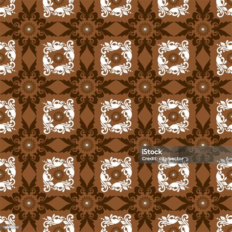 Desain Batik Jawa Dengan Motif Indah Dan Desain Warna Cokelat Mulus