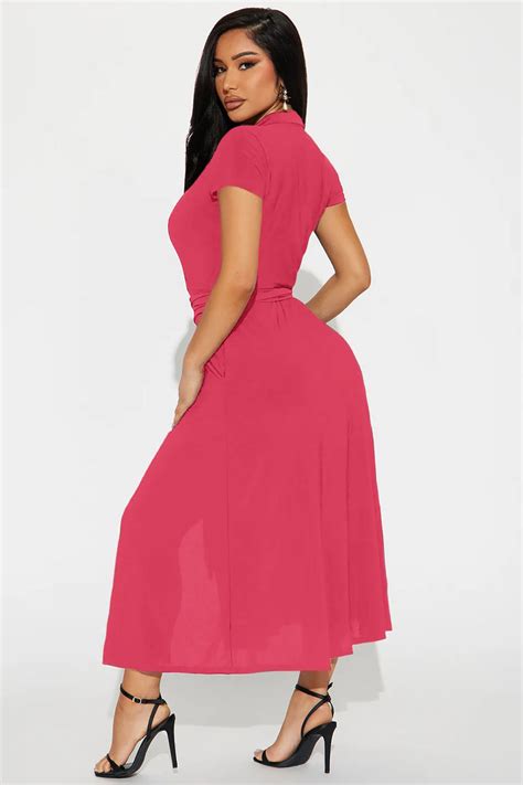 Elise Button Up Midi Dress Fuchsia Fashion Nova Dresses Fashion Nova