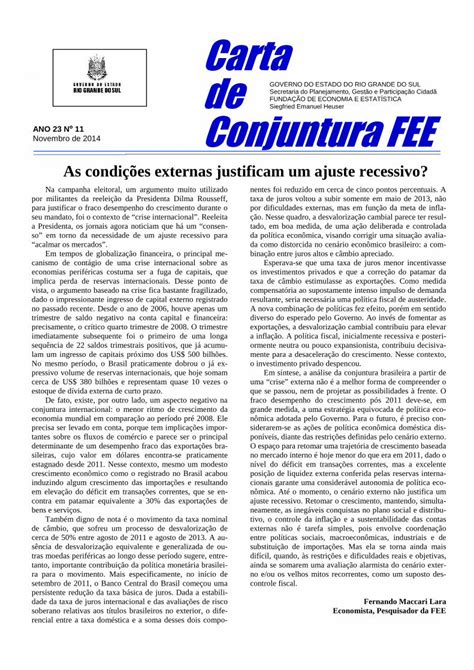 Pdf Carta De Conjuntura Fee Ano Ncarta Fee Tche Br