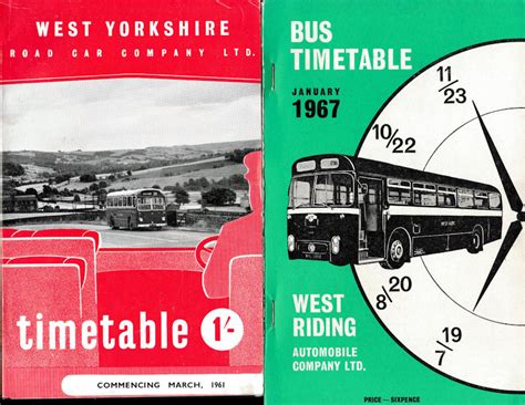 West Yorkshire Bus And Coach Timetables 17 1960s And 1970s Plus Route