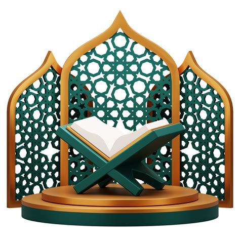 3d Render Of Holy Quran On Podium Display Suitable For Ramadan Mubarak