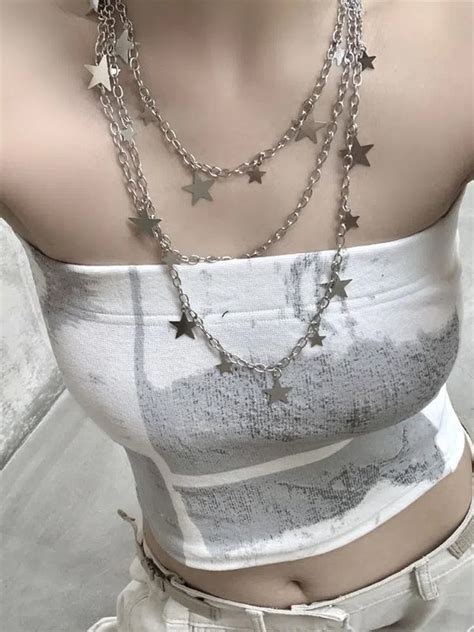 Emmiol Free Shipping Multi Layered Star Chain Necklace Silver One