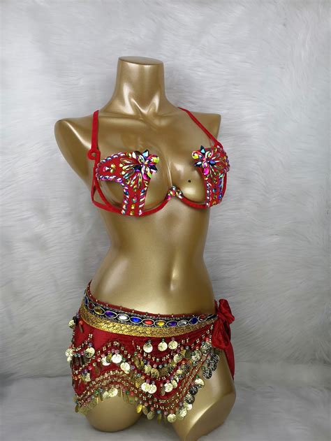 Samba Belly Dance Costume Free Shipping Hand Beaded Red Color Etsy