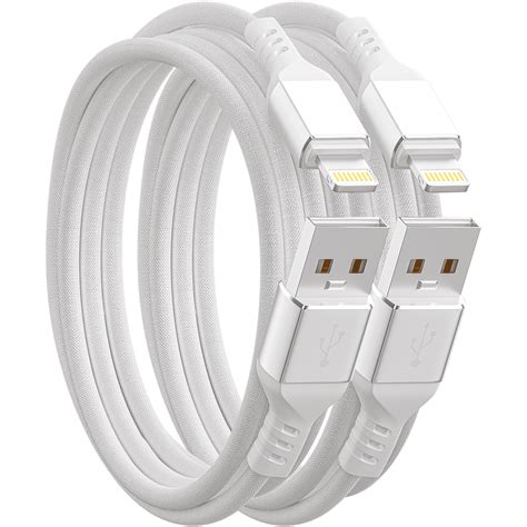 Iphone Charger Cable Ironten Apple Mfi Certified 2 Pack 6 Ft Silver Long Lightning Fast