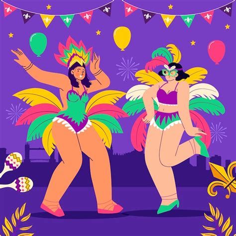 Premium Vector Flat Illustration For Mardi Gras Festival