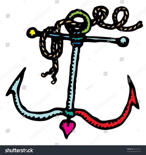 Anchor Small Rustic Drawing Rope Stock Vector 32910412 - Shutterstock