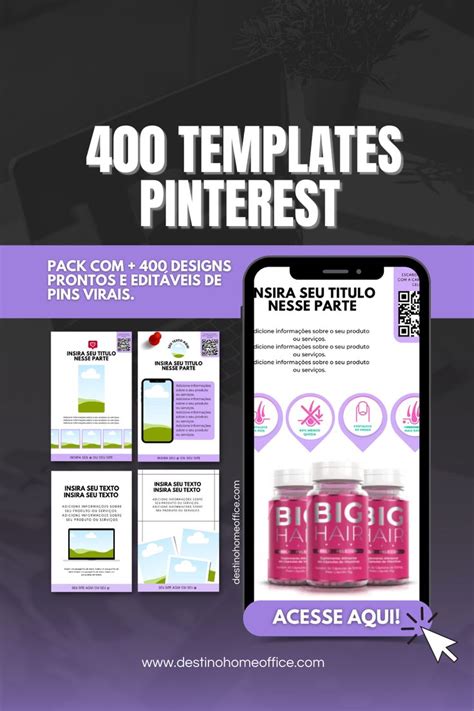 Pinterest Templates Pack 400 Modelos Prontos e Editáveis Marketing