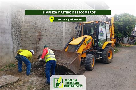 Limpieza y retiro de escombros y basura en las calles Sucre y José