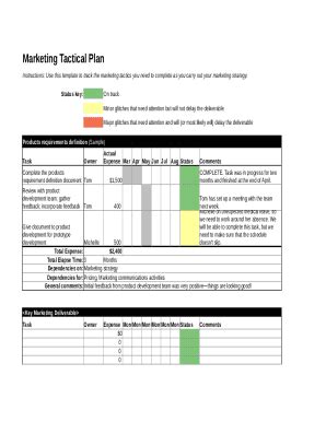 1 Tactical Marketing Plan Template Form PdfFiller