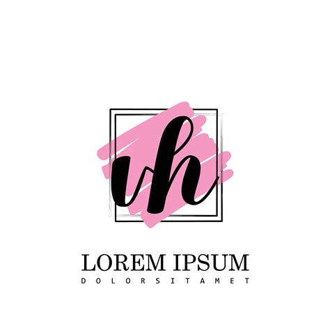 VH Initial Letter Handwriting Logo With Square Brush Template Vector