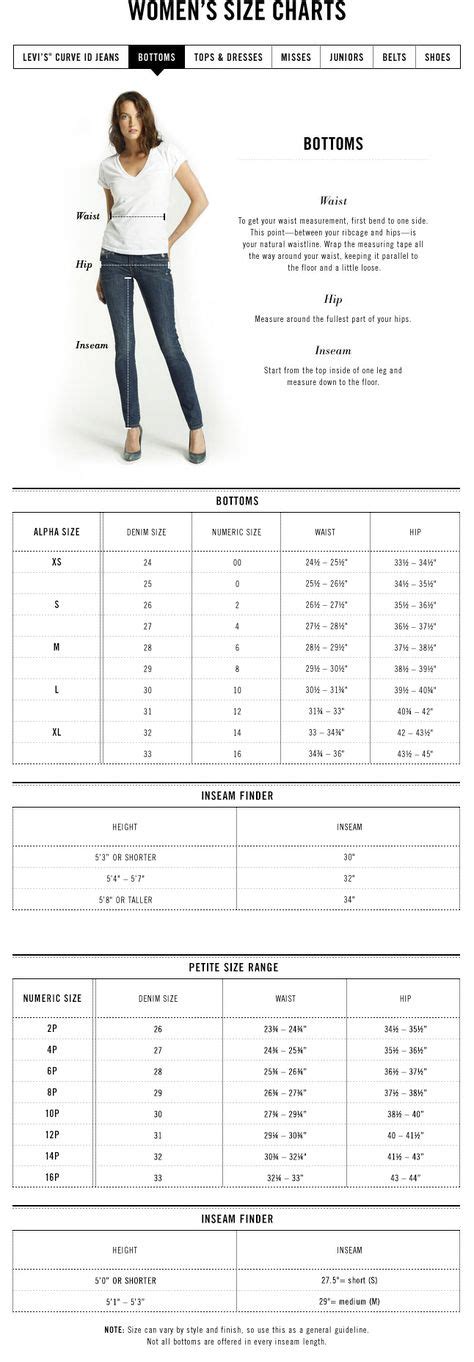 Size Chart For Levis Jeans Will Be Needing This Later 패턴 스타일 및 디자인