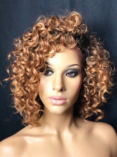 Ombre Brown Curly Wig Lace Front Wig