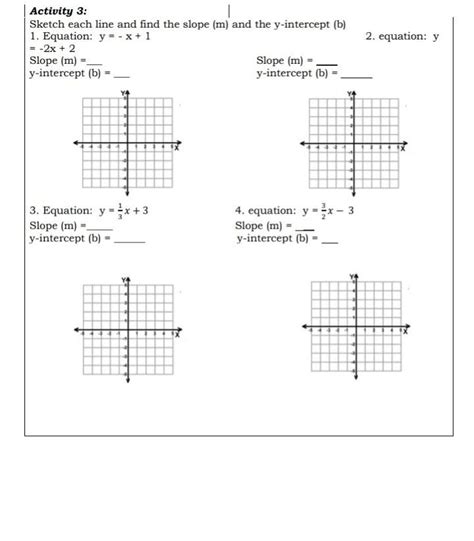 Solved Activity 3 Sketch Each Line And Find The Slope M Worksheets Library