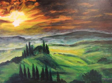 Coucher De Soleil En Toscane Peinture Par Michele Diamant Wawer