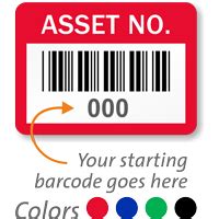 Asset Number Labels with Barcode (Pack of 100), SKU: AT-B-ASSET