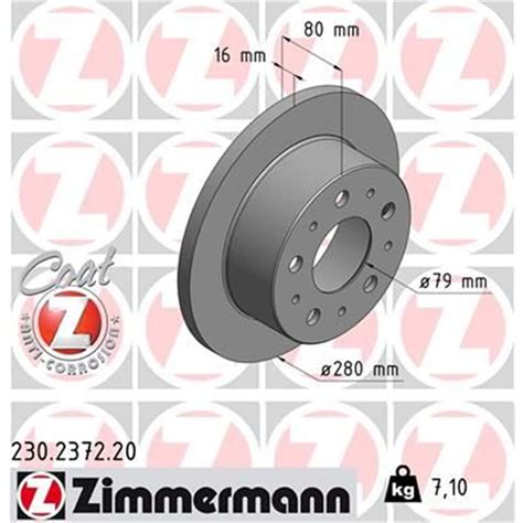 2x ZIMMERMANN BREMSSCHEIBEN 280mm VOLL HINTEN passend für CITROËN