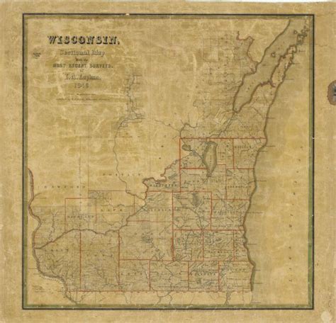 Wisconsin A Sectional Map With The Most Recent Surveys Map Or Atlas Wisconsin Historical