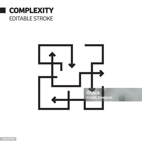 복잡성 선 아이콘 윤곽선 벡터 기호 그림 픽셀 완벽 편집 스트로크 복잡성에 대한 스톡 벡터 아트 및 기타 이미지 복잡성