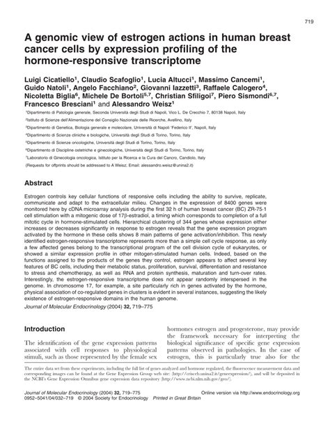 PDF A Genomic View Of Estrogen Actions In Human Breast Cancer Cells