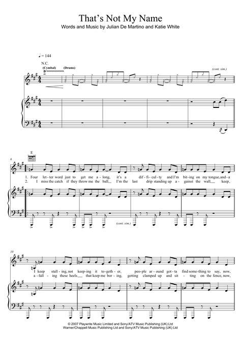 That S Not My Name By The Ting Tings Sheet Music For Piano Vocal