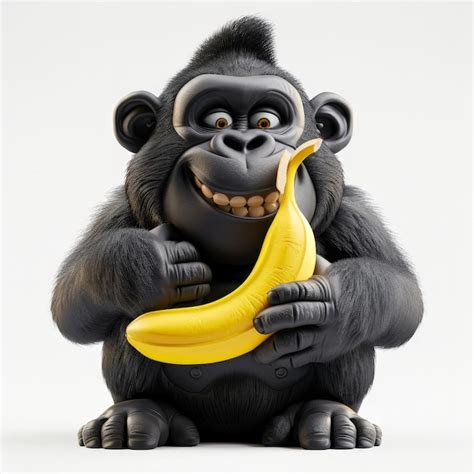 A Gorilla Holding A Banana That Has A Banana In It Premium Ai