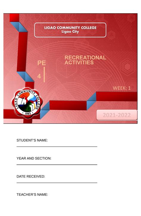 P E 4 Module 2 Week 2 Pe 4 │ Recreational Activities Week 1