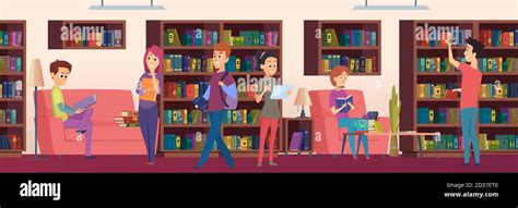 Fondo De La Biblioteca Niños Estudiantes Que Eligen Libros En Las