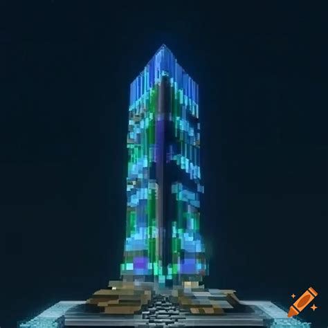 Futuristic Magic Prismarine Glass Tower In Minecraft On Craiyon