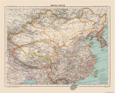historic map chinese empire schrader     vintage wa
