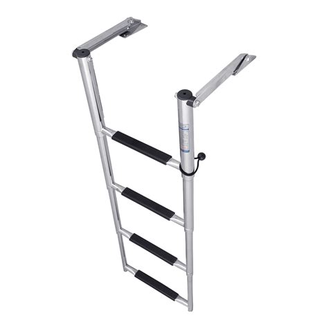 Stainless Steel Fold Out Over Platform Telescoping Ladder With