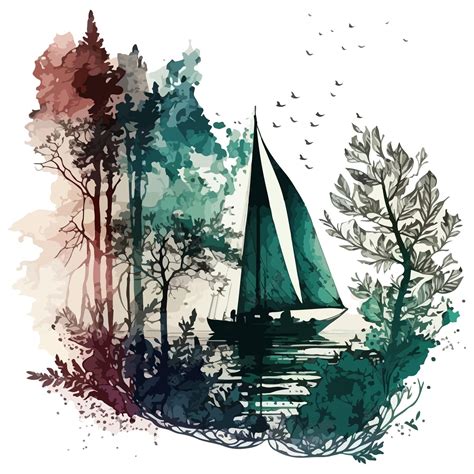 Premium Vector | Watercolor painting of a beach sailboat