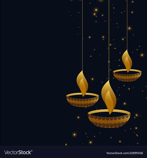 Hanging Diwali Diya On Dark Background Royalty Free Vector