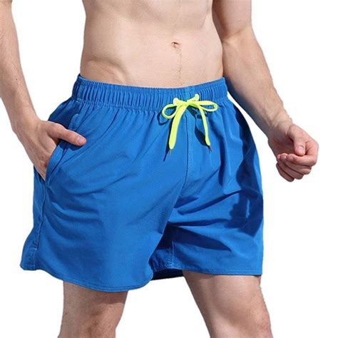 Fashion Solid Color Elastic Waist Mens Beach Shorts