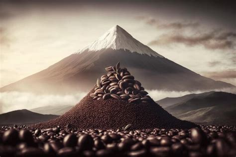 Coffee Bean Mountain In The Background Premium Ai Generated Image