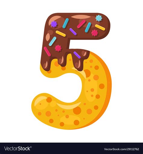 Donut cartoon five number Royalty Free Vector Image