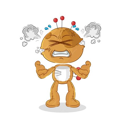 Premium Vector Voodoo Doll Very Angry Mascot Cartoon Vector